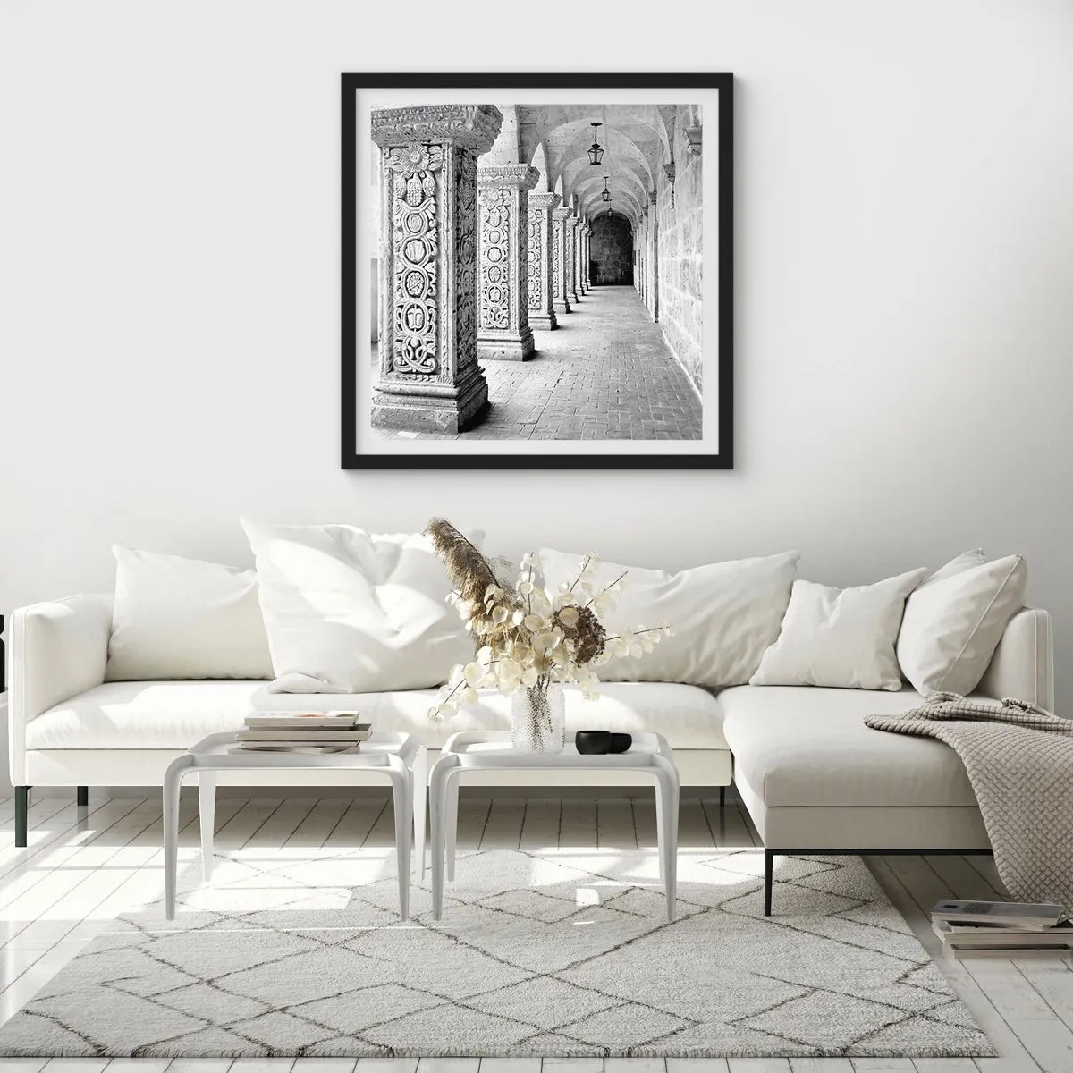 Pôster com moldura preta - E para onde...? - 50x50 cm