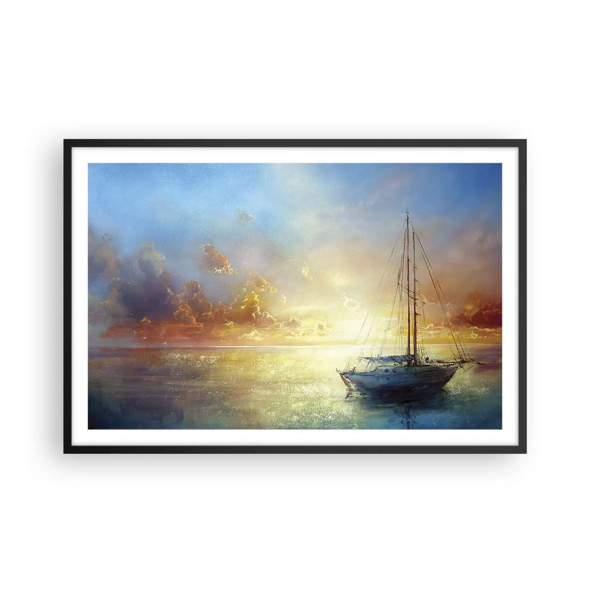 Pôster com moldura preta - Na baía dourada - 91x61 cm