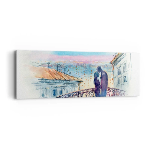 Quadro em tela - Amantes parisienses - 90x30 cm