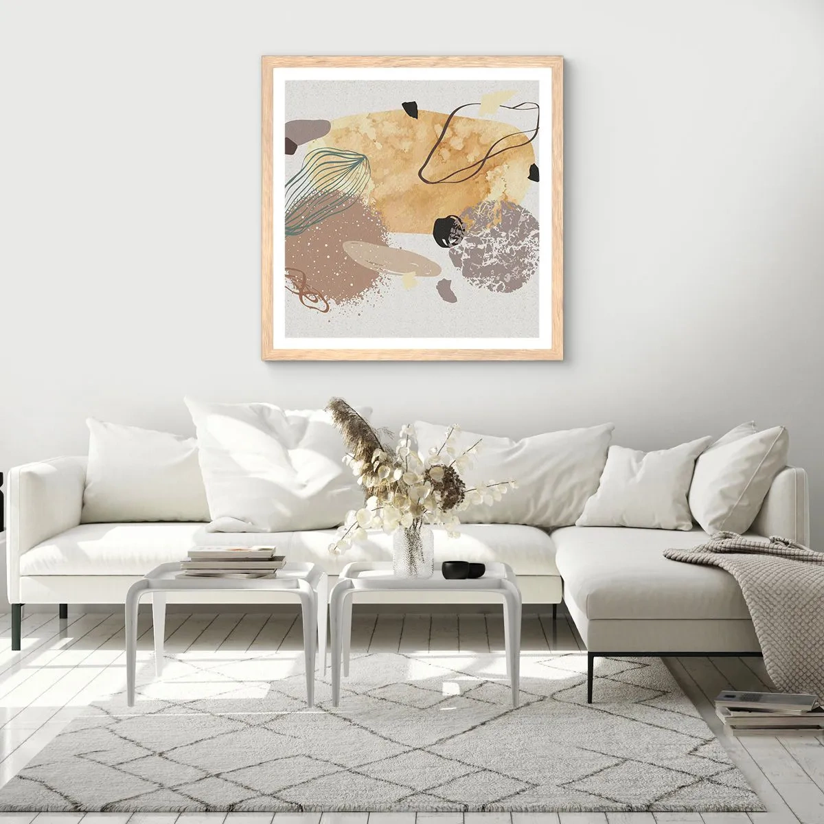 Pôster com moldura de carvalho claro - Plumcologia aplicada - 40x40 cm
