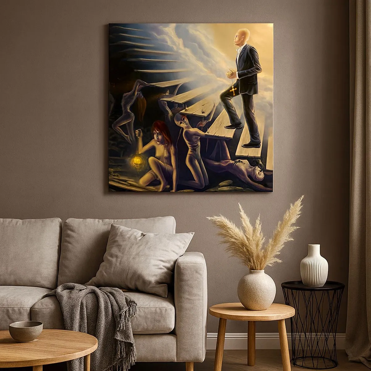 Quadro em tela - A viagem de Dante à luz - 30x30 cm