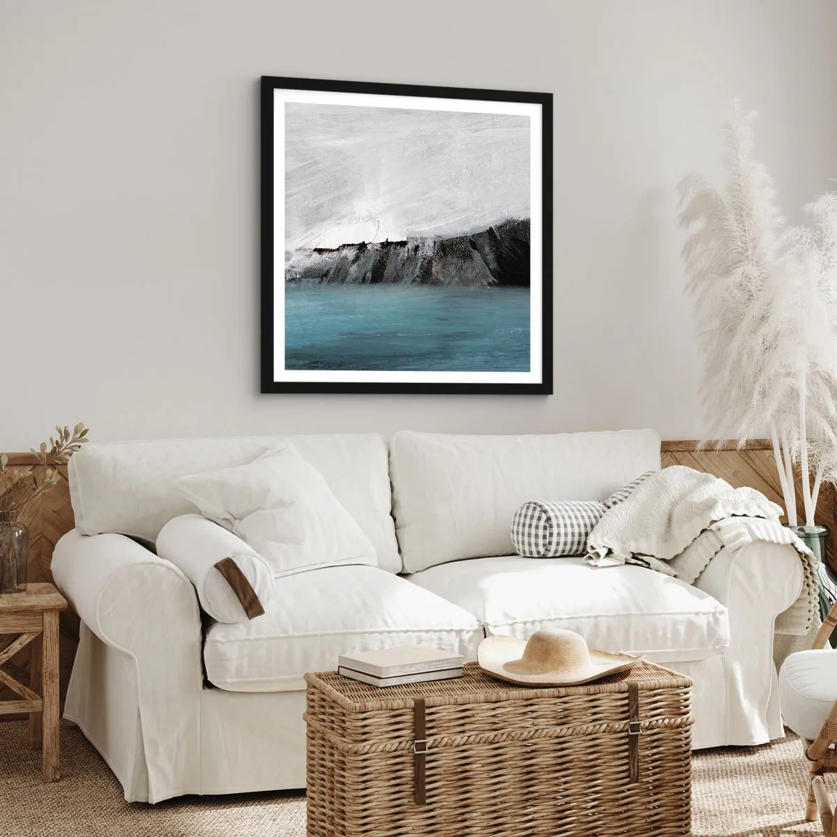 Pôster com moldura preta - Água – terra: choque dos elementos - 60x60 cm