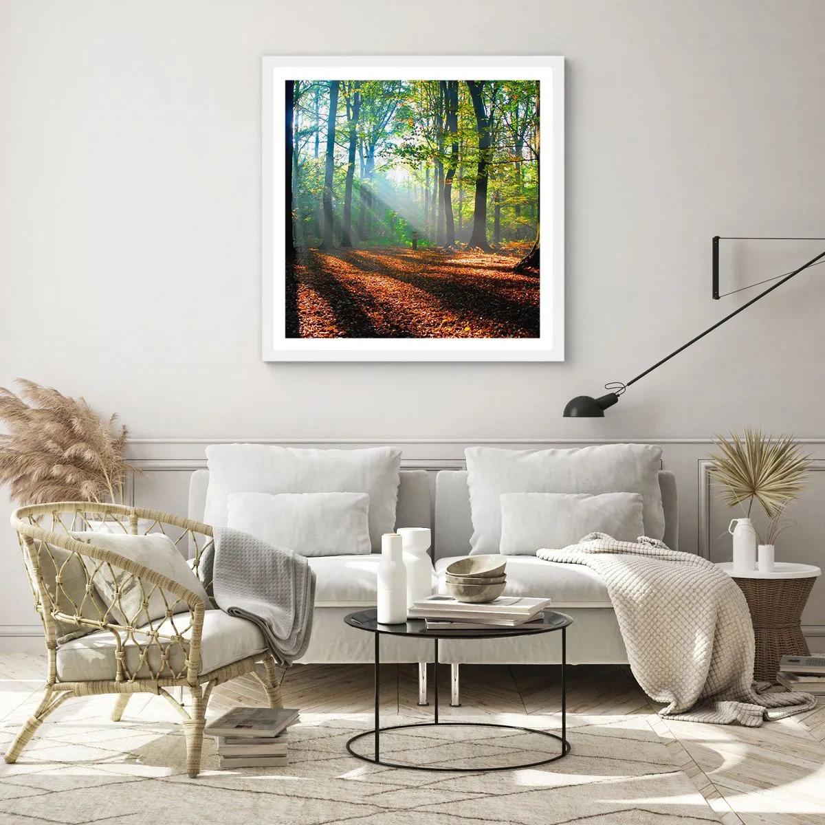 Pôster em moldura branca - Luzes e sombras - 40x40 cm