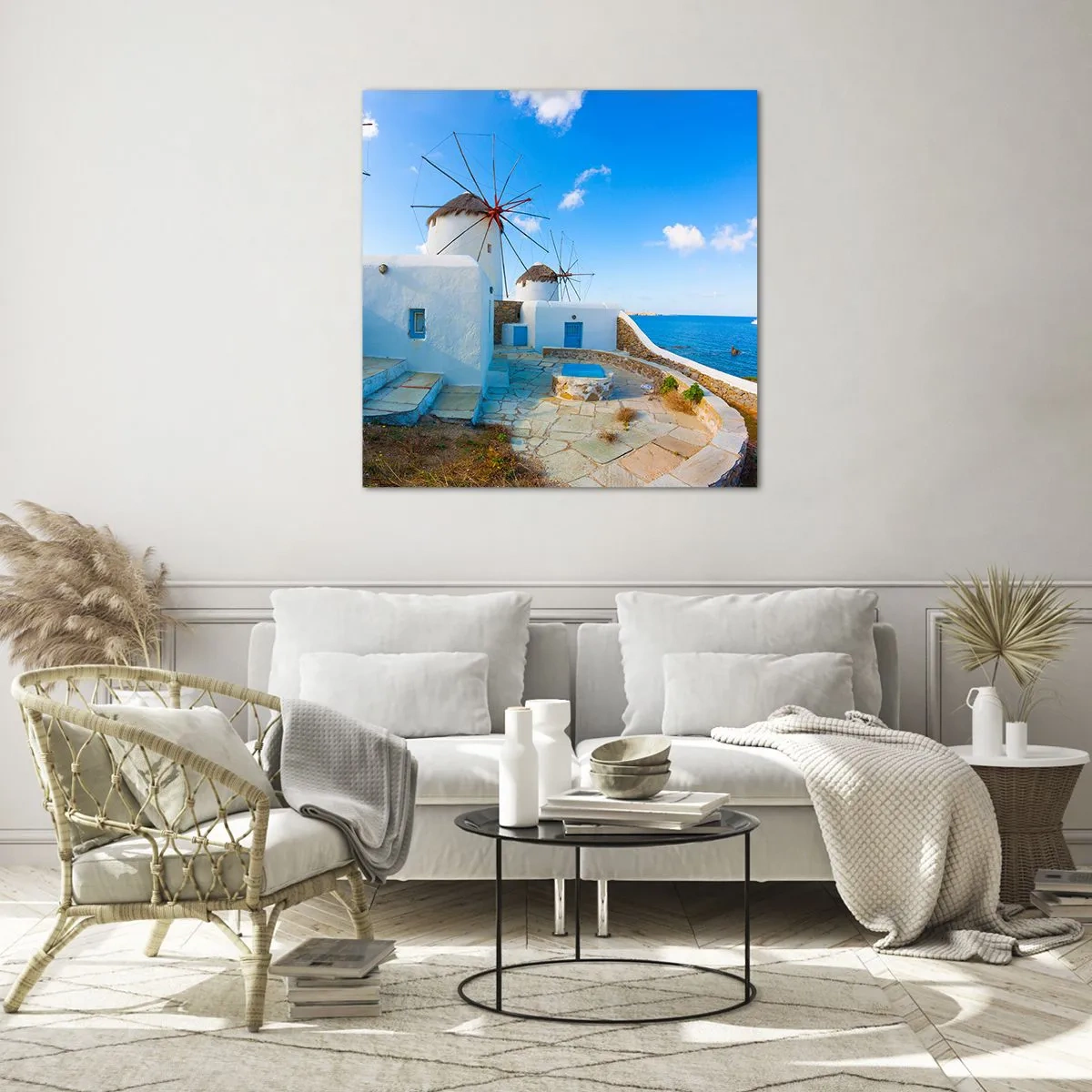 Quadro em vidro - Vento azul do mar - 30x30 cm