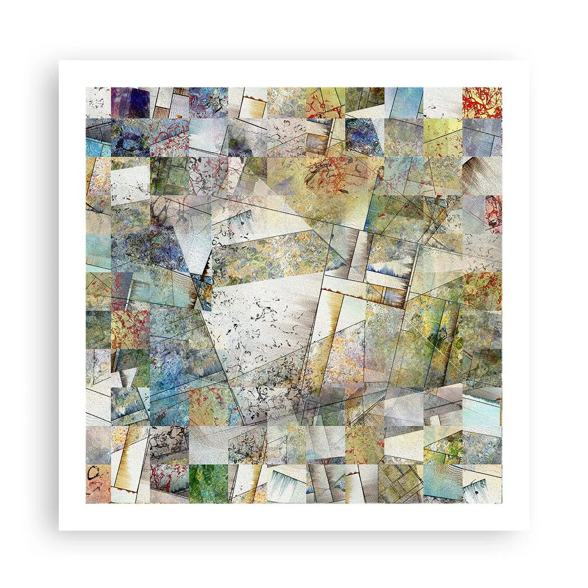 Pôster - Embaralhamento geométrico - 60x60 cm