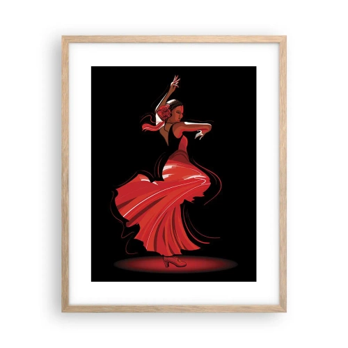 Pôster com moldura de carvalho claro - O espírito ardente do flamenco - 40x50 cm