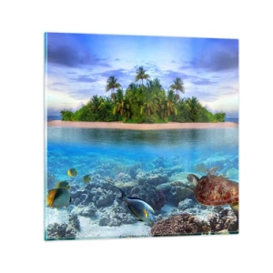 Quadro em vidro - A Ilha Celestial lhe convida - 30x30 cm
