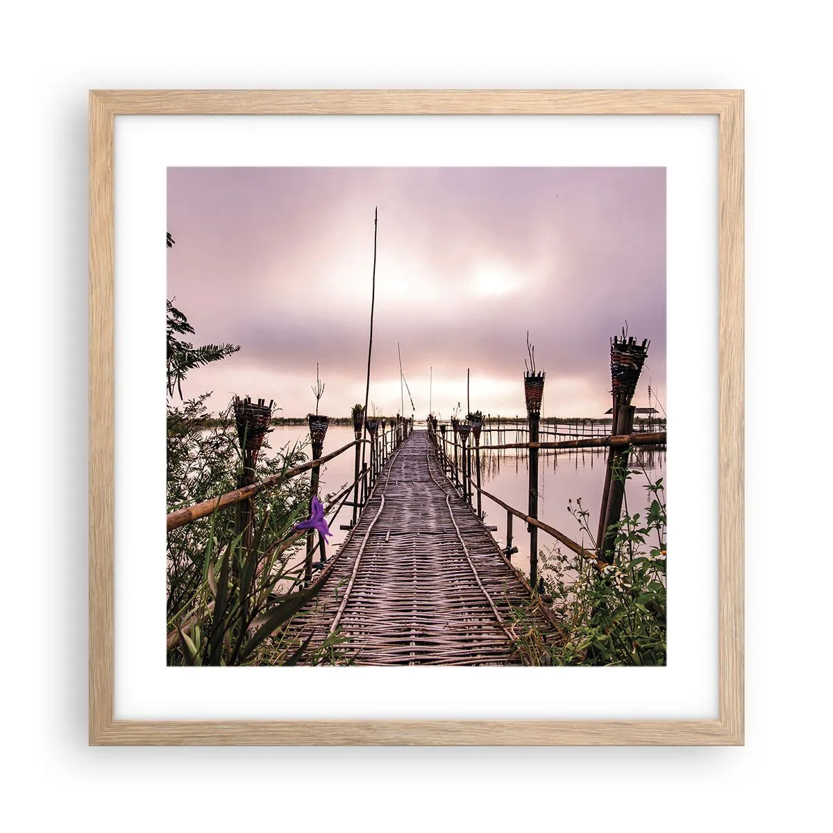 Pôster com moldura de carvalho claro - Paz e tranquilidade da Ásia - 40x40 cm