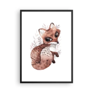 Pôster com moldura preta - Uma linda raposa em aquarela sobre um fundo branco - 50x70cm - Como não amar - Decoração de parede moderna para a sala de estar e quarto ARTTOR