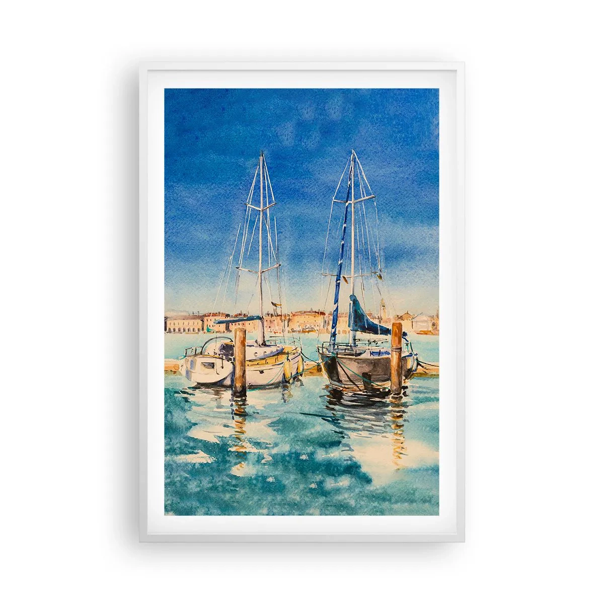 Pôster em moldura branca - Lagoa ensolarada - 61x91 cm