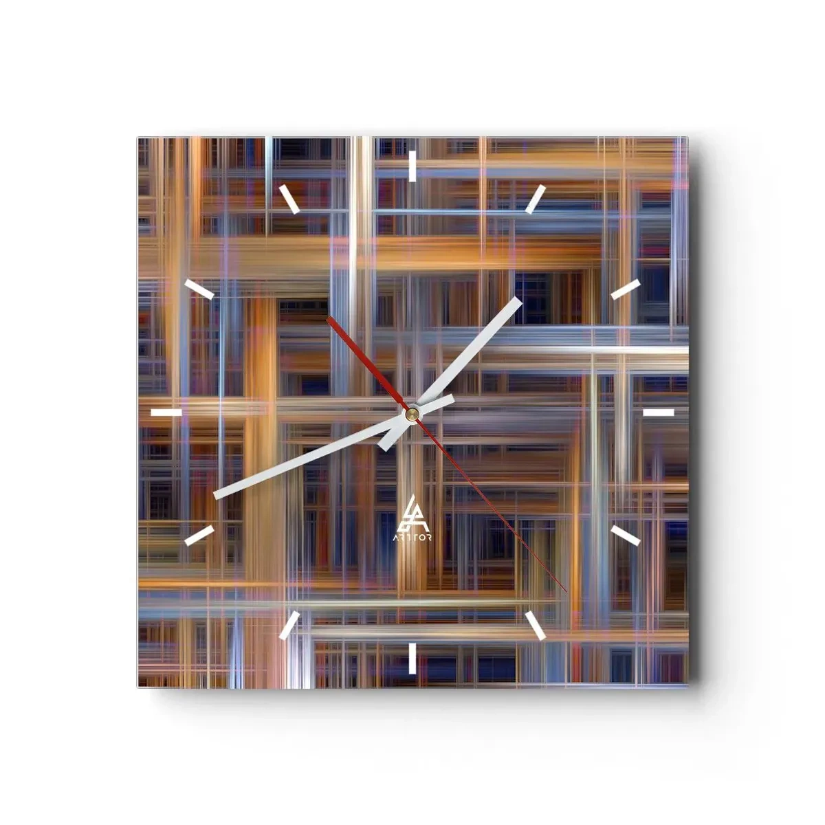 Relógio de parede - Relógio em vidro - Tecido de luz - 30x30 cm