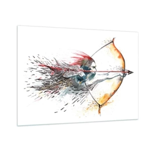 Quadro em vidro - Guerreiro mítico com um arco de fogo - 100x70 cm