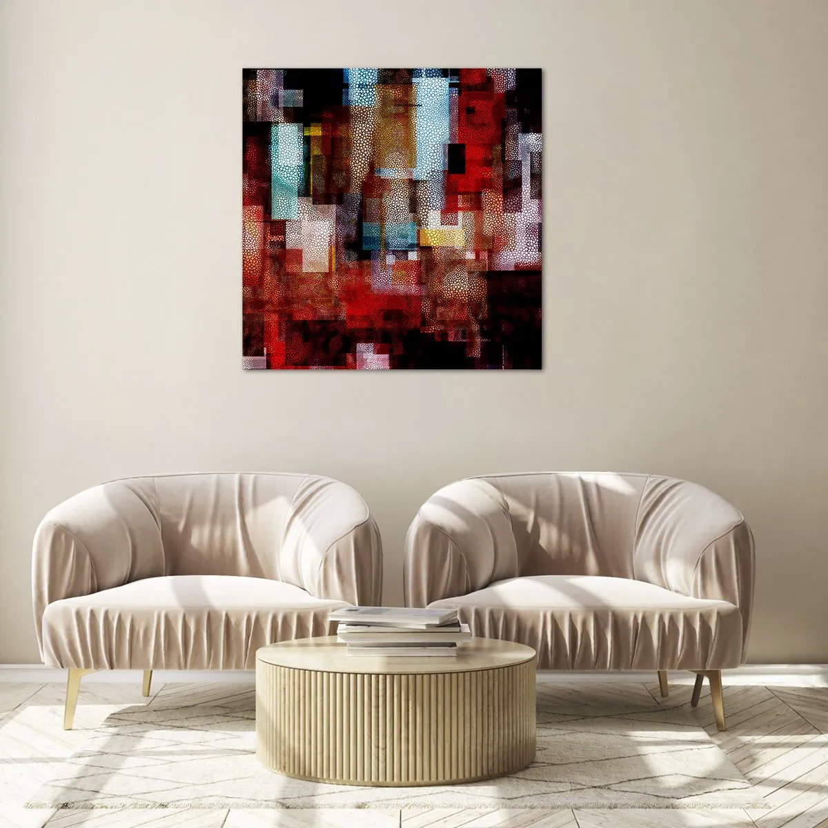 Quadro em vidro - Uma grande confusão - 40x40 cm