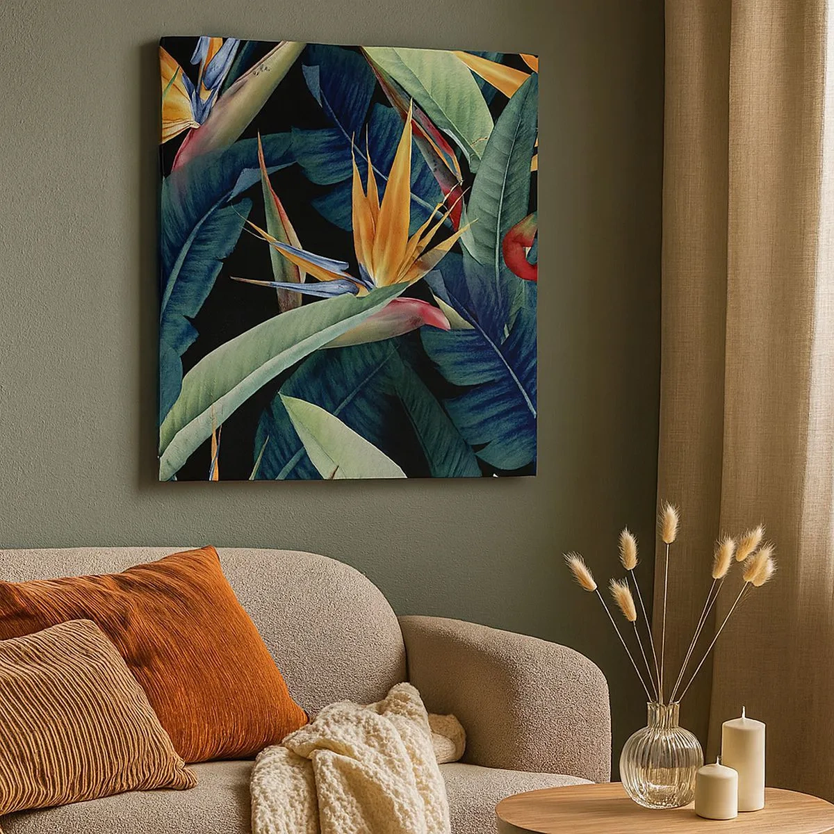 Quadro em tela - Flores ardentes dos trópicos - 30x30 cm