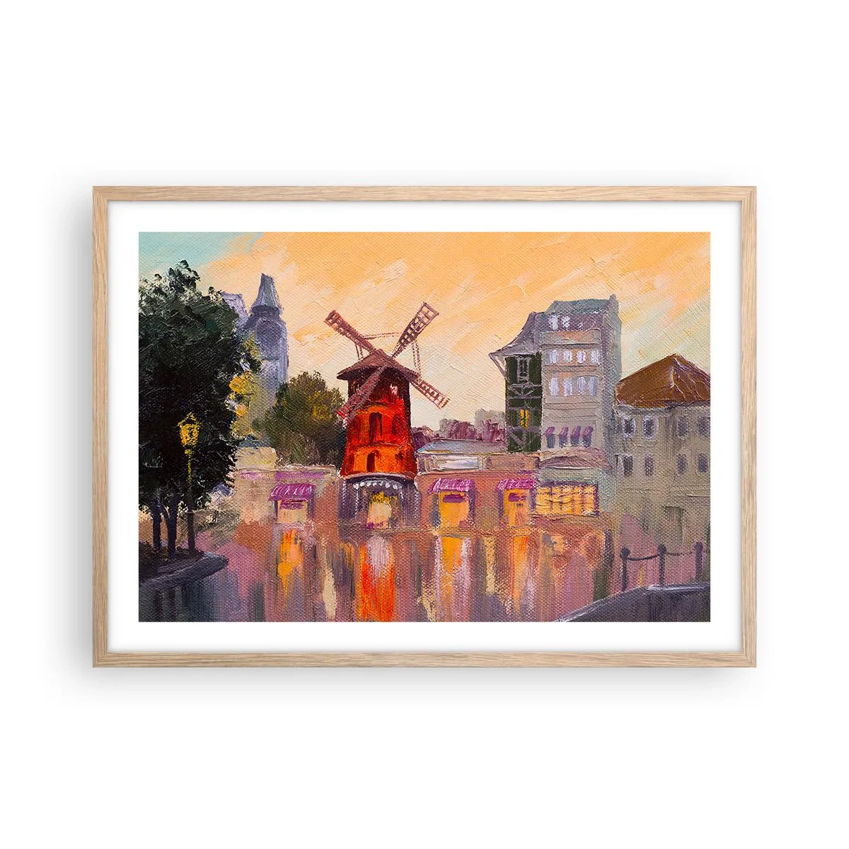 Pôster com moldura de carvalho claro - Ícones parisienses – Moulin Rouge - 70x50 cm