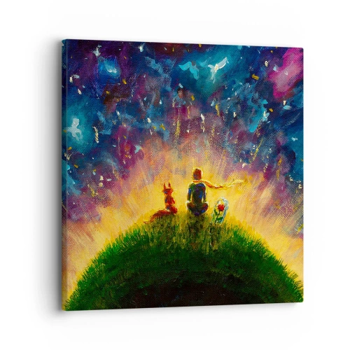 Quadro em tela - Amor e amizade - o mundo inteiro - 30x30 cm