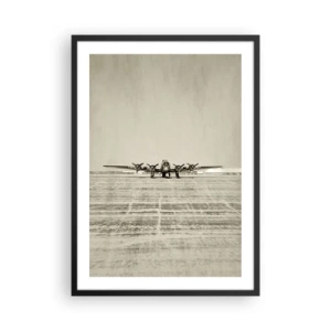 Pôster com moldura preta - Um avião antigo na pista - 50x70cm - Pronto como sempre  - Decoração de parede moderna para a sala de estar e quarto ARTTOR