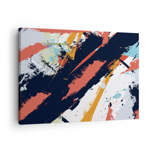 Quadro em tela - Pinceladas abstratas em cores vibrantes - 70x50cm - Composição dinâmica - Decoração de parede moderna para a sala de estar e quarto ARTTOR
