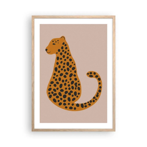 Pôster com moldura de carvalho claro - A estampa de leopardo está na moda - 50x70 cm
