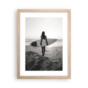 Pôster com moldura de carvalho claro - Filha da onda do mar - 30x40 cm