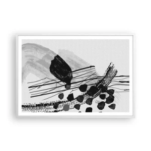 Pôster em moldura branca - Abstração orgánica em preto e branco - 100x70 cm