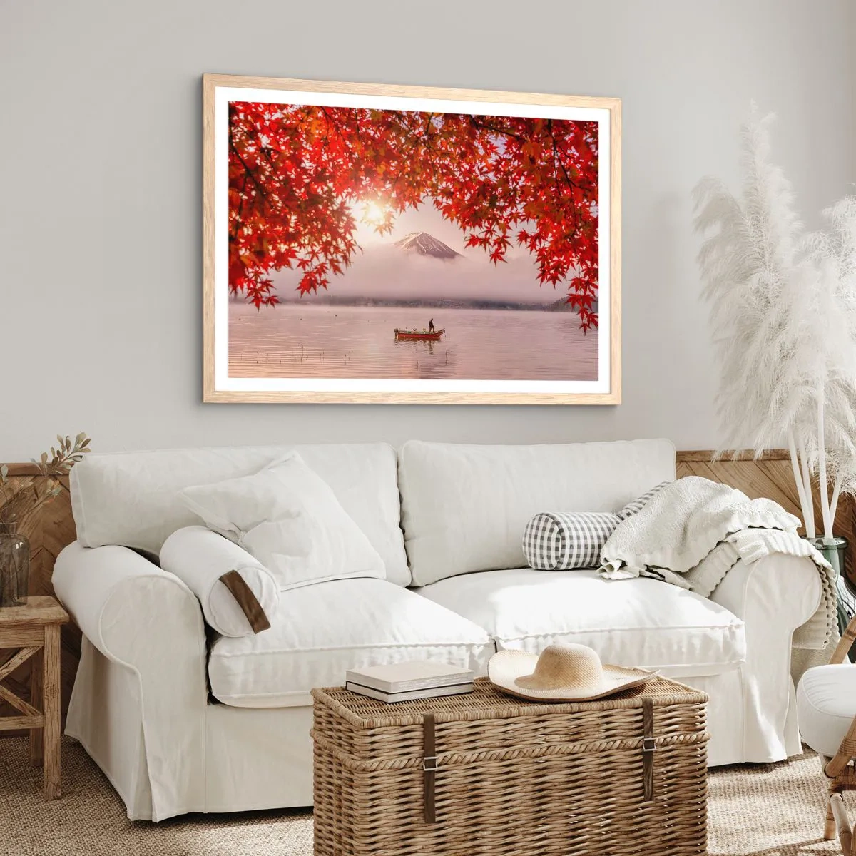 Pôster com moldura de carvalho claro - No clima japonês - 100x70 cm