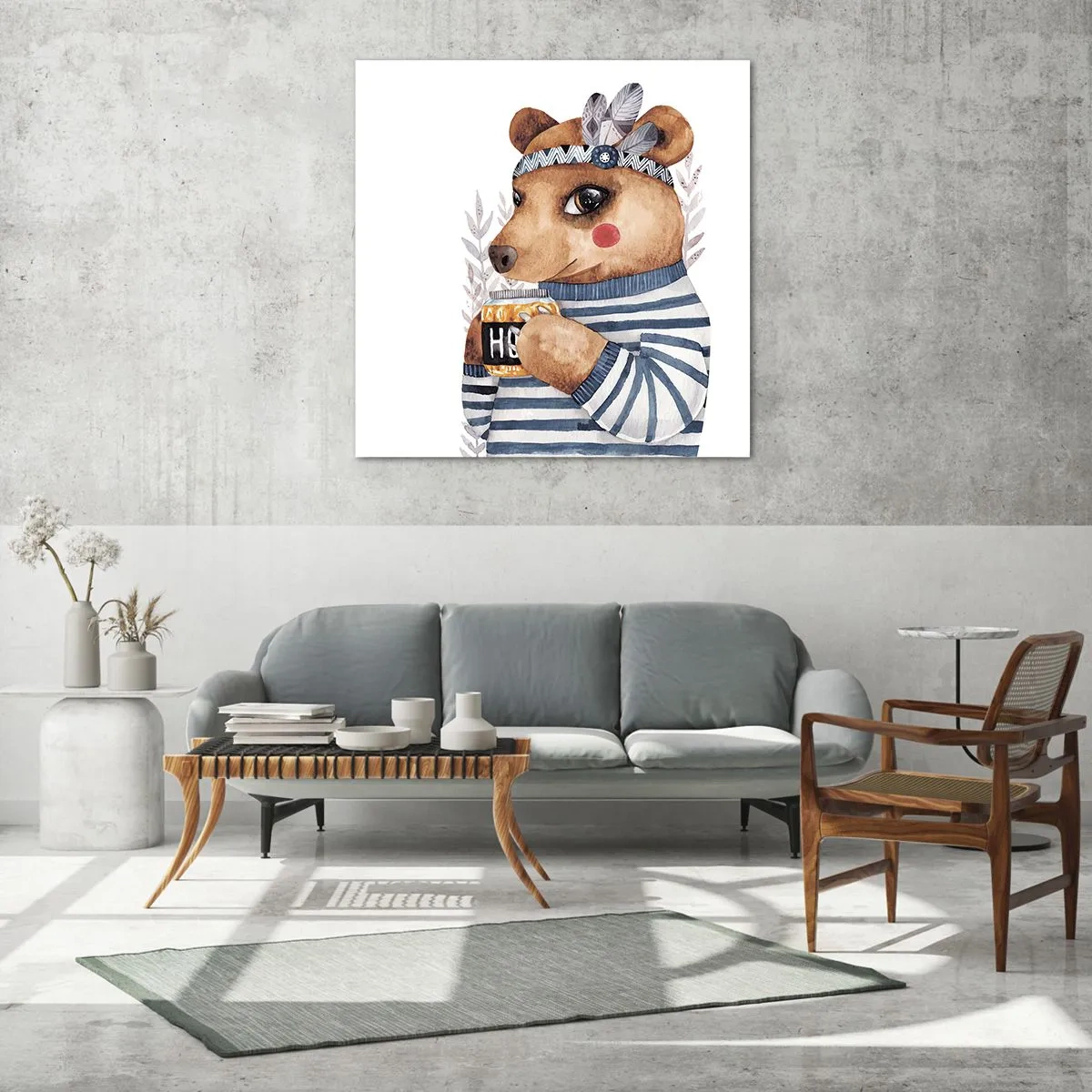 Quadro em vidro - Doce ursa - 30x30 cm