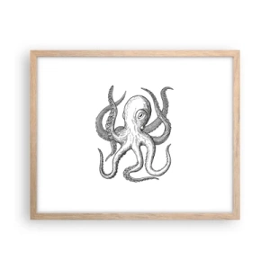 Pôster com moldura de carvalho claro - Dançando com as ondas - 50x40 cm