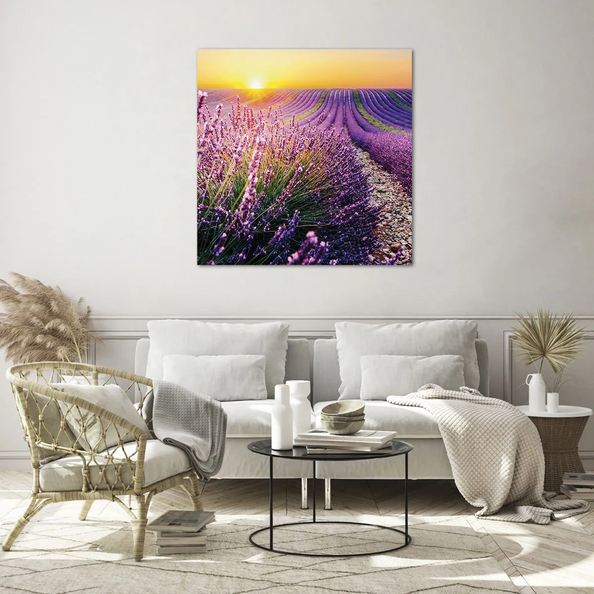 Quadro em vidro - Prado perfumado - 70x70 cm