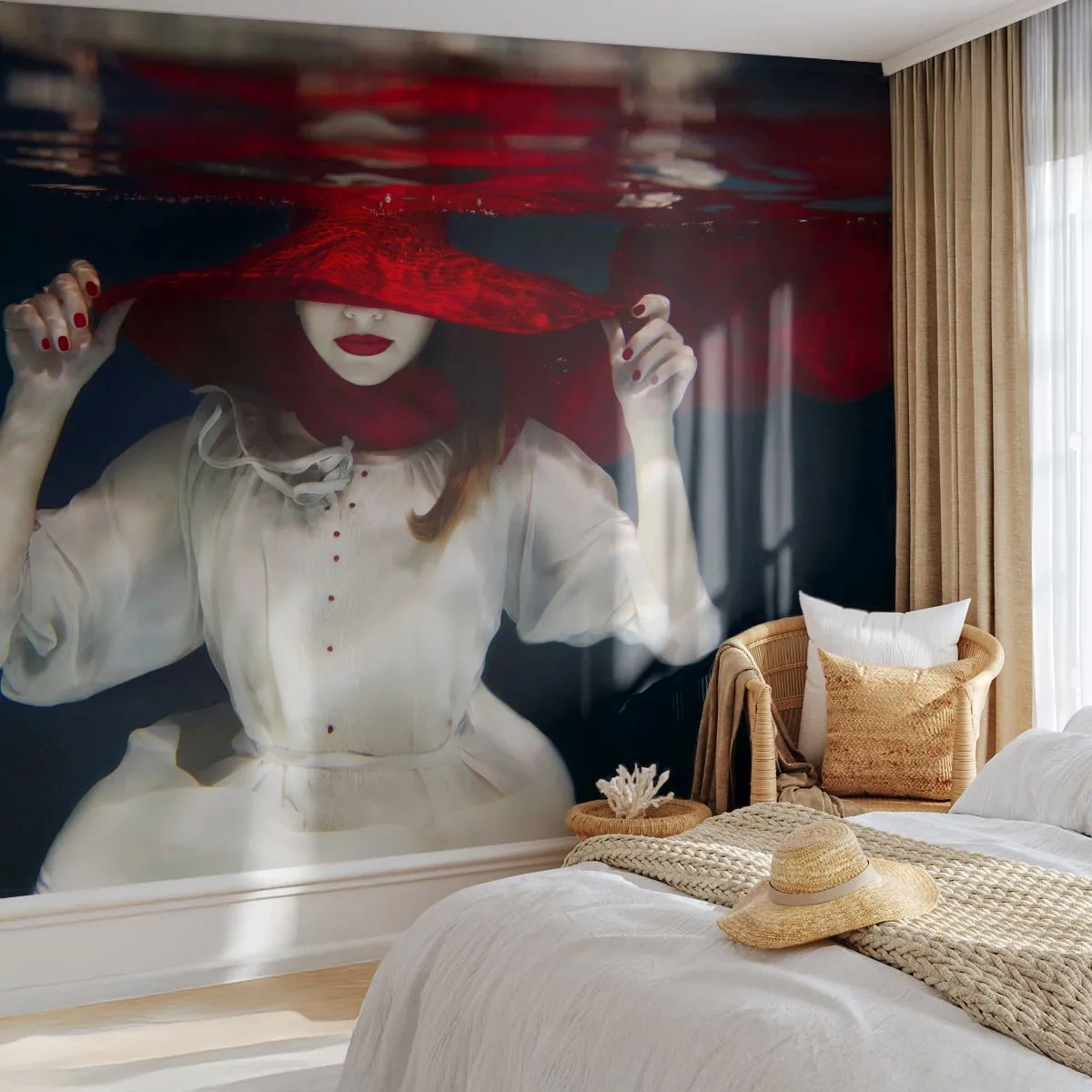 Papel de Parede Premium Sand - Demônio do Pântano - Abstração, Mulher de chapéu, Pedaço - 150x105 cm