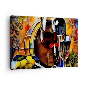 Quadro em tela - Natureza morta abstrata com óculos e instrumentos - 70x50cm - E o mundo ganha cor - Decoração de parede moderna para a sala de estar e quarto ARTTOR