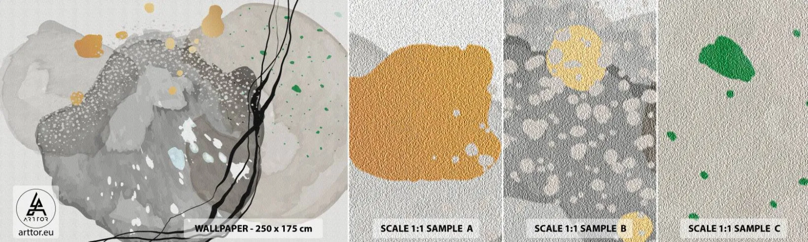 Amostra de Papel de Parede Standard Eco - Composição orgánica - Abstração, Borrões, Pintar - 100x30 cm