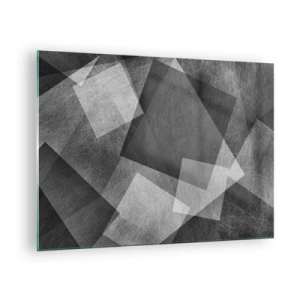 Quadro em vidro - Abstração geométrica em tons de preto, branco e cinza - 70x50cm - Um eterno símbolo da durabilidade e da ordem - Decoração de parede moderna para a sala de estar e quarto ARTTOR