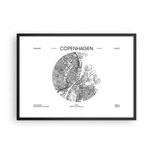 Pôster com moldura preta - Anatomia de Copenhague - 70x50 cm