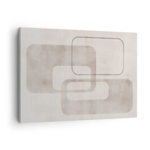 Quadro em tela - Uma composição minimalista com retângulos em tons de bege sobre um fundo sutil. - 70x50cm - Argamassa geométrica - Decoração de parede moderna para a sala de estar e quarto ARTTOR