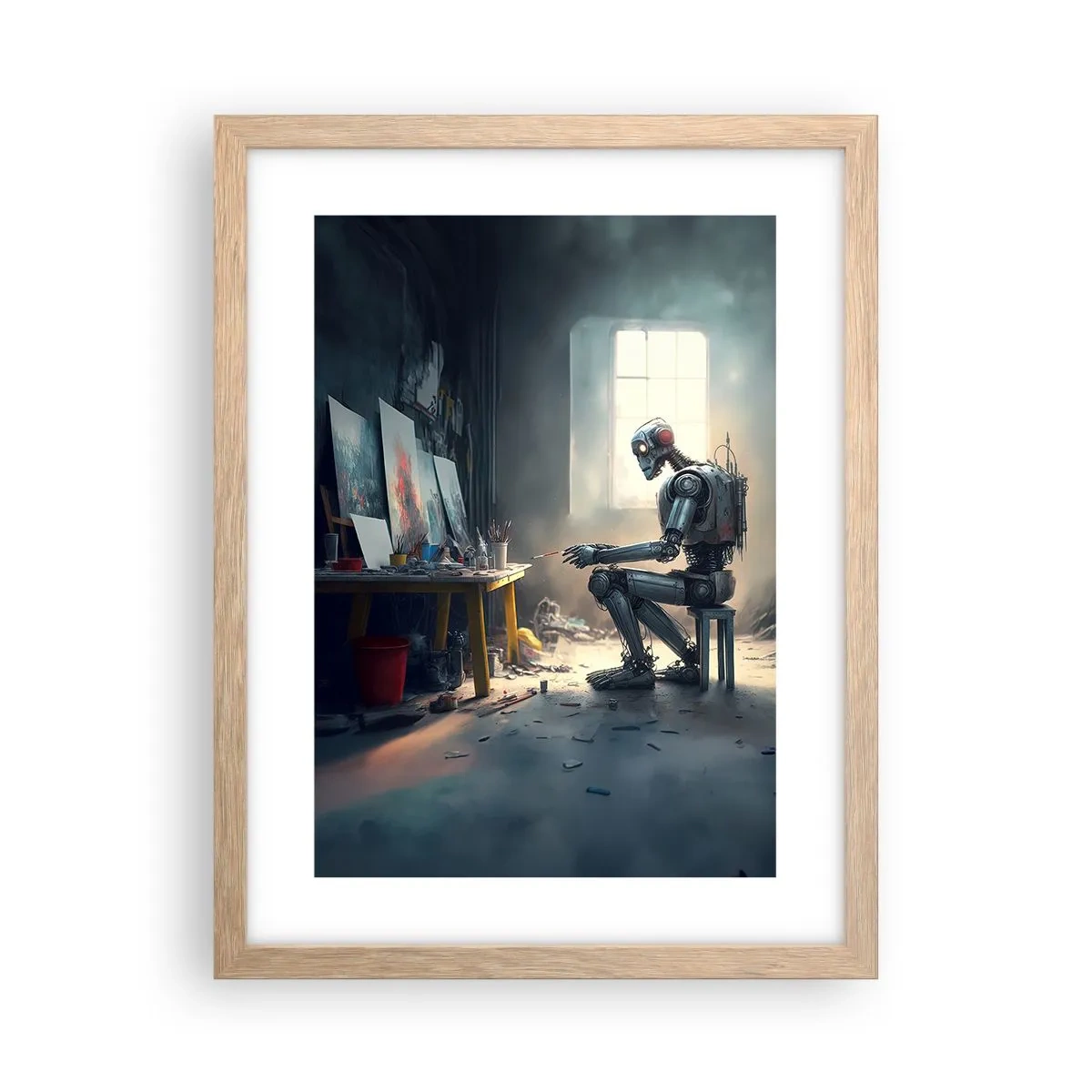 Pôster com moldura de carvalho claro - O ato de criação - 30x40 cm