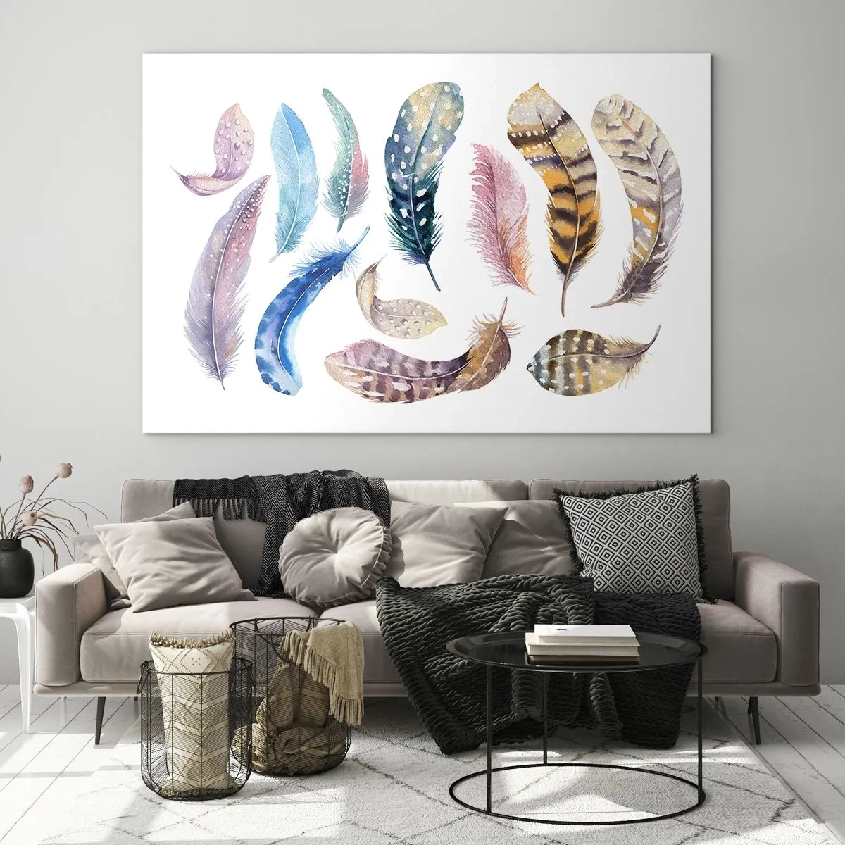 Quadro em vidro - Leve, heterogéneo e multicolorido - 120x80 cm