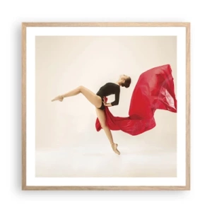 Pôster com moldura de carvalho claro - Vermelho e preto - 60x60 cm