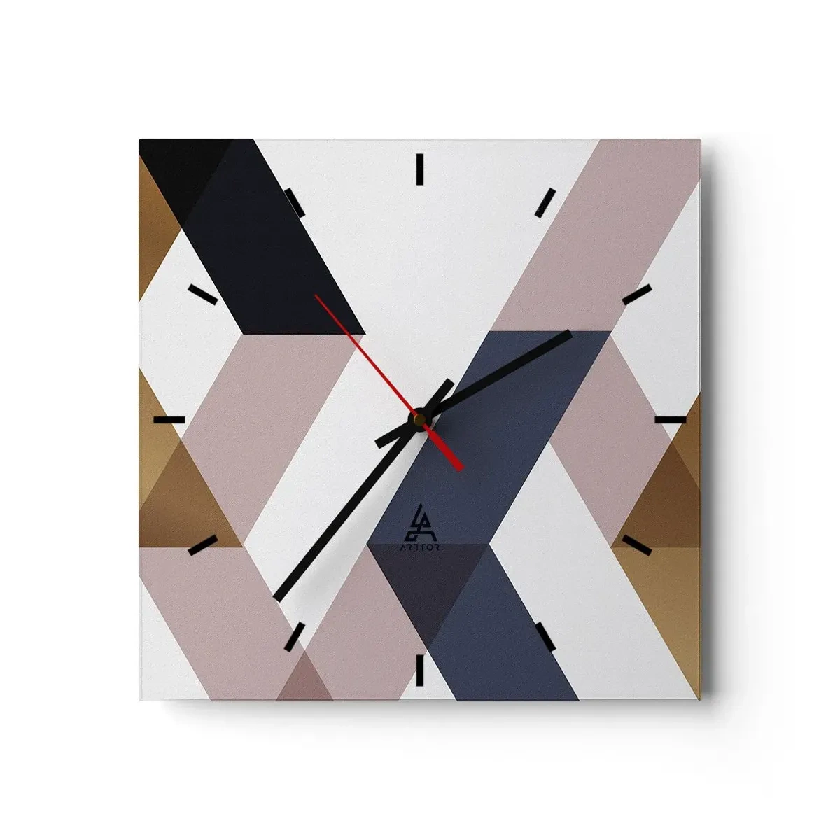 Relógio de parede - Relógio em vidro - Planos e ângulos - 30x30 cm