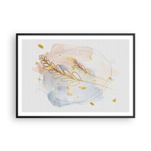 Pôster com moldura preta - Explosão dourada - 100x70 cm