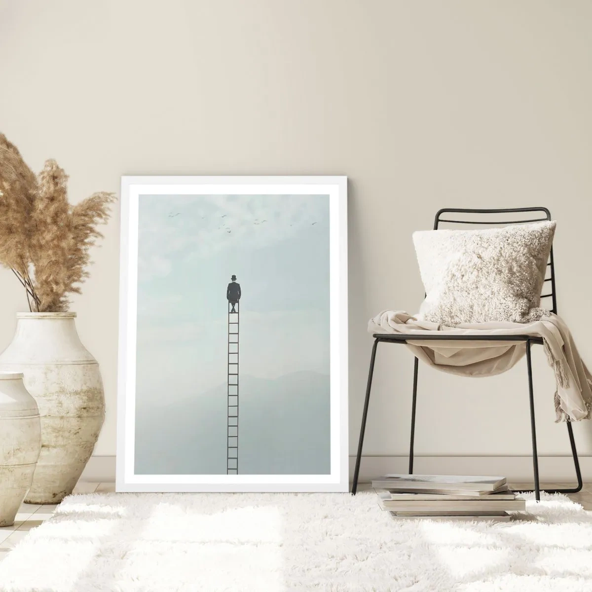 Pôster em moldura branca - Vá além - 70x100 cm