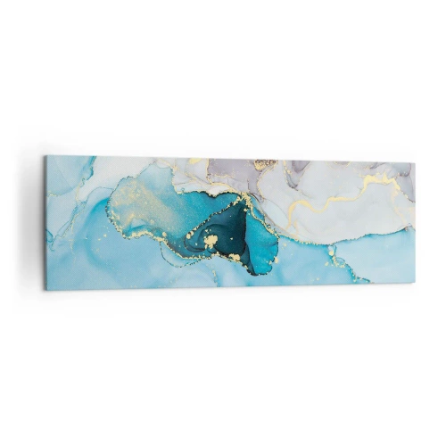 Quadro em tela - Estudo do encontro do cinza e turquesa - 160x50 cm