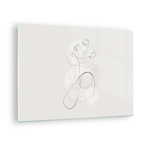 Quadro em vidro - Retrato abstrato em tons de branco - 70x50cm - O espiral de beleza - Decoração de parede moderna para a sala de estar e quarto ARTTOR