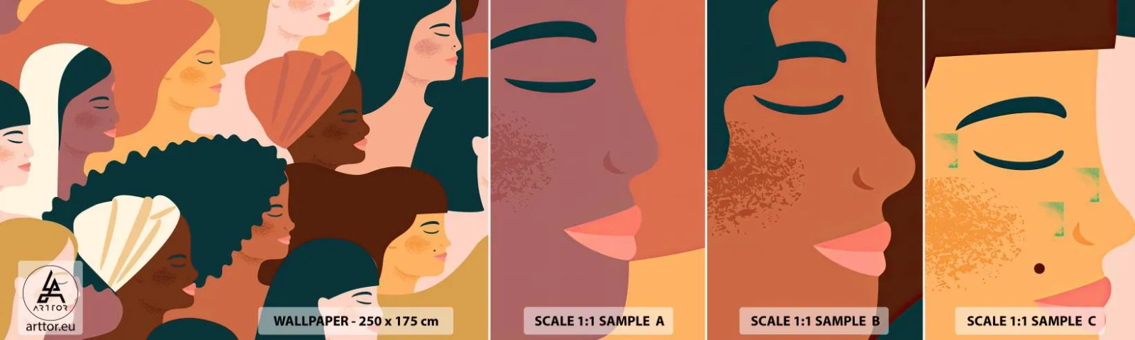 Amostra de Papel de Parede Standard Eco - Apenas feminilidade - Mulher, Arte Moderna, África - 100x30 cm