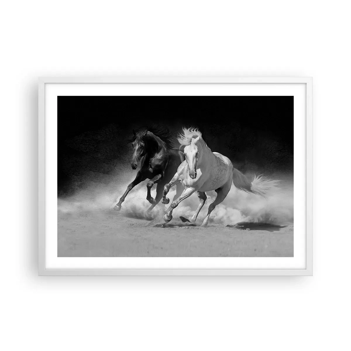 Pôster em moldura branca - Galope da liberdade - 70x50 cm
