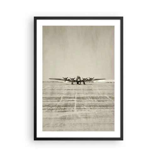 Pôster com moldura preta - Um avião antigo na pista - 50x70cm - Pronto como sempre  - Decoração de parede moderna para a sala de estar e quarto ARTTOR