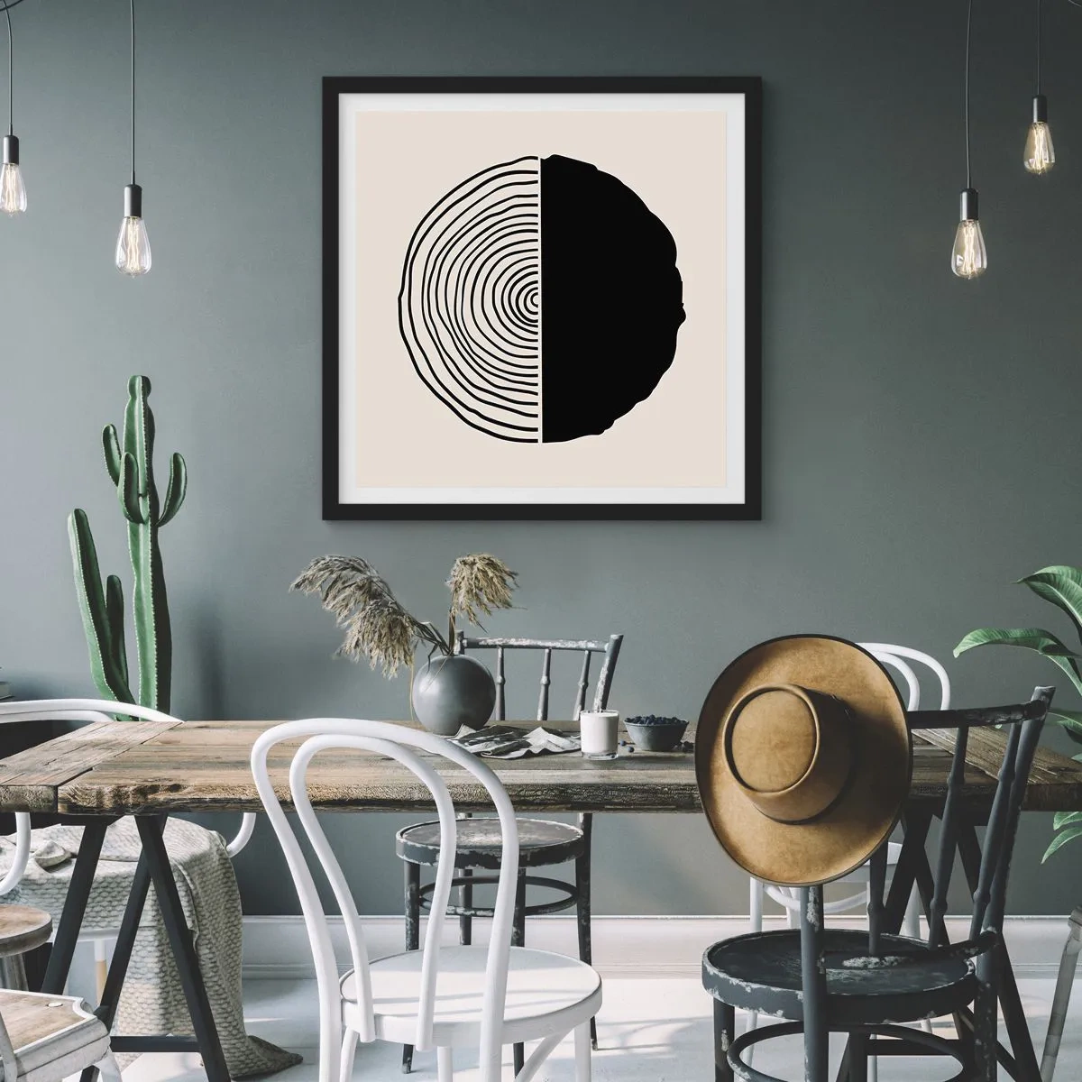 Pôster com moldura preta - Meio a meio - 60x60 cm