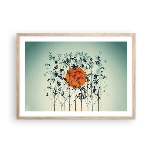 Pôster com moldura de carvalho claro - Sol japonês - 70x50 cm