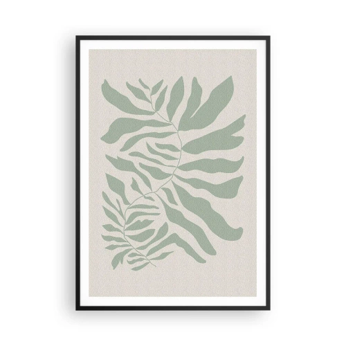 Pôster com moldura preta - Galho esmeralda - 70x100 cm