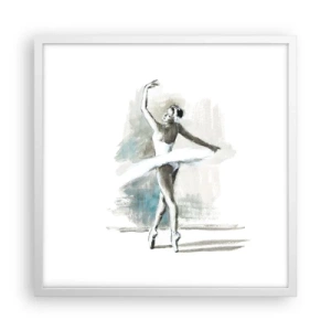Pôster em moldura branca - Encantada num cisne - 50x50 cm